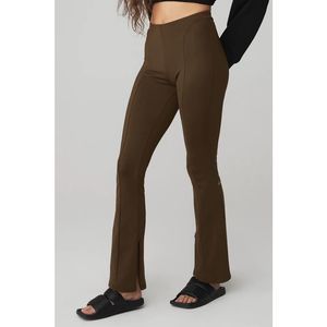 Rare ALO Yoga High-Waist Zip It Flare Legging Espresso Sz Large